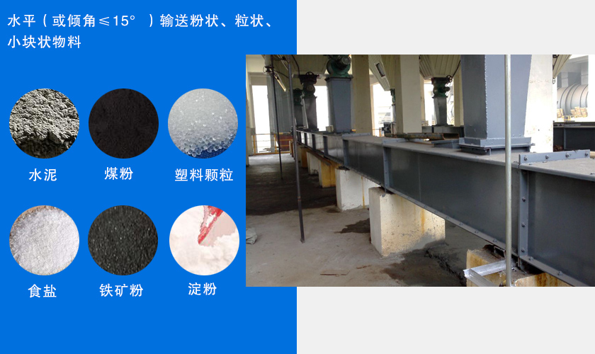 FU鏈?zhǔn)捷斔蜋C(jī)主要用于水平或傾斜輸送粉狀、粒狀或小塊狀物料
